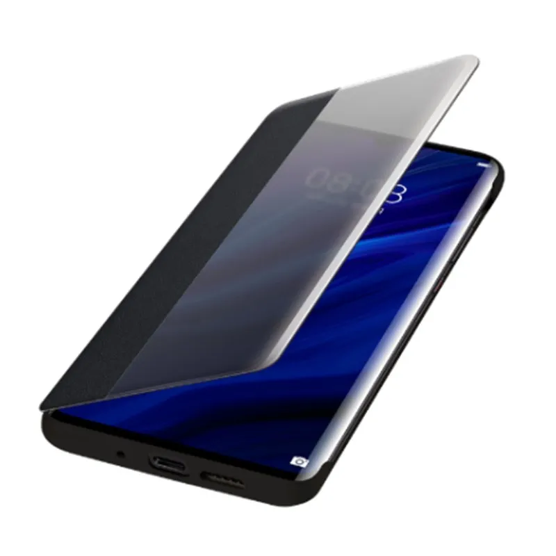 Чехол для huawei P30 Pro, официальный кожаный защитный флип-чехол с окошком для просмотра, чехол для huawei P30 Pro, чехол для huawei P30, чехол Funda - Цвет: Черный