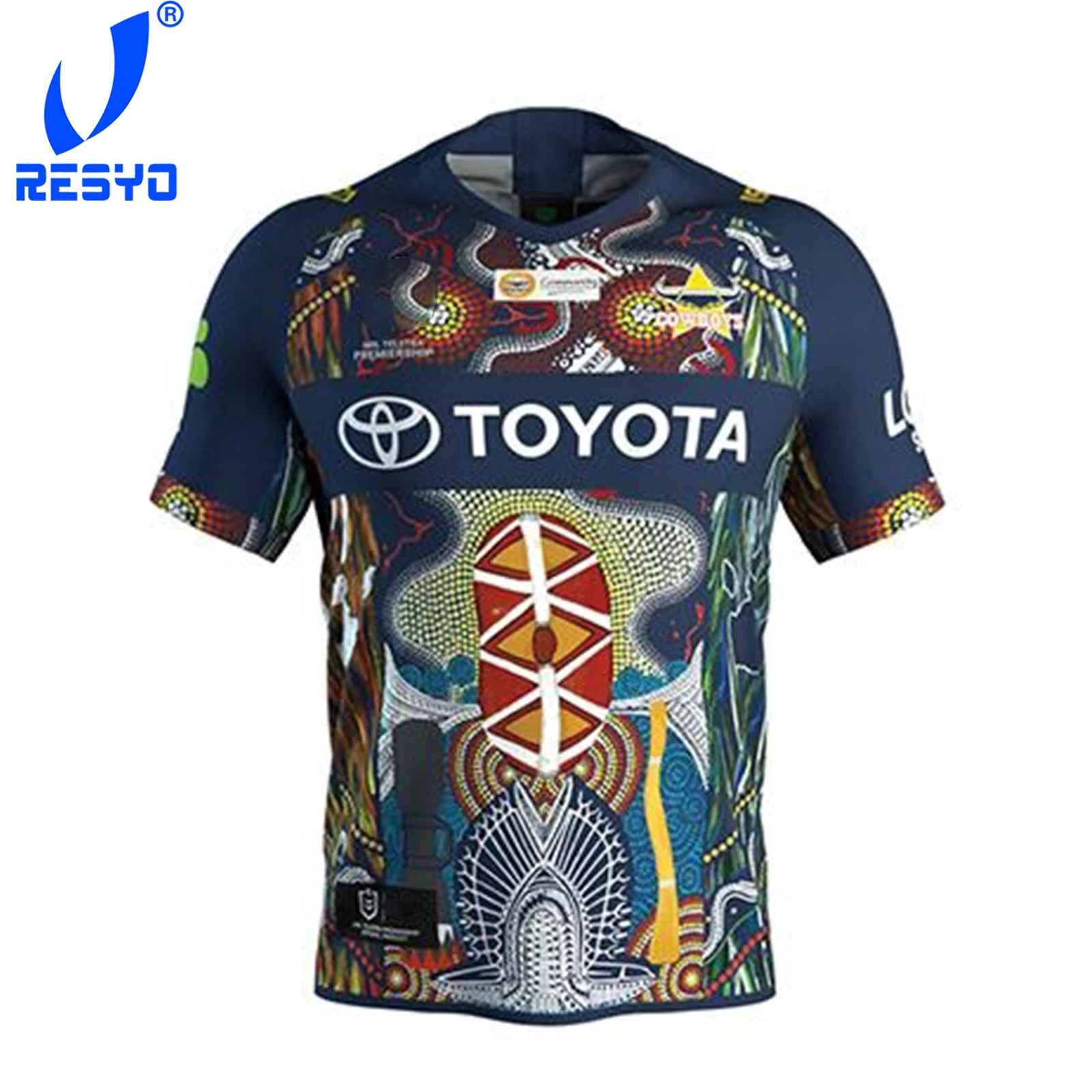 

RESYO for North Queensland Cowboys 2019 Men's Replica Indigenous Jersey RUGBY Sport shirt Size:S-3XL Free Shipping