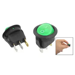 5 шт. 3 Pin SPST Зеленый неоновый свет Вкл/Выкл круглый Кулисный Переключатель переменного тока 6A/250 В 10A /125 В