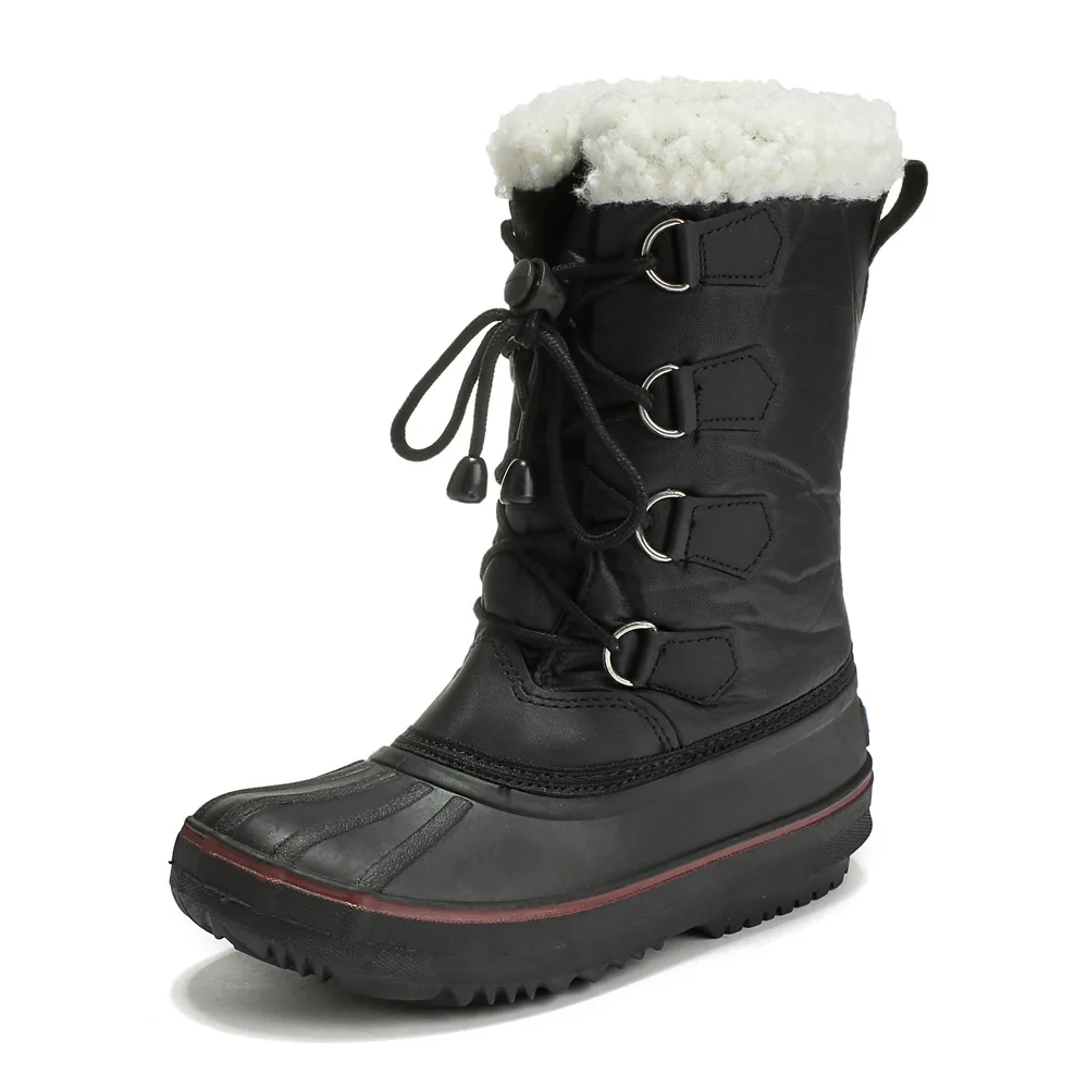 Mudipanda/; водонепроницаемые теплые зимние ботинки для подростков; кожаная обувь; цвет черный, серый; плюшевая хлопковая обувь; нескользящая обувь с высоким голенищем для мальчиков и девочек