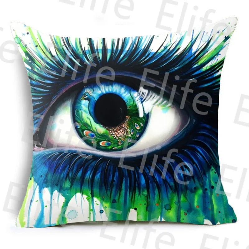Elife полиэстер красочные глаза наволочка с совами подушки с изображением фламинго чехол для дивана автомобиля талии Cojines дома декоративные - Цвет: 6 green eye