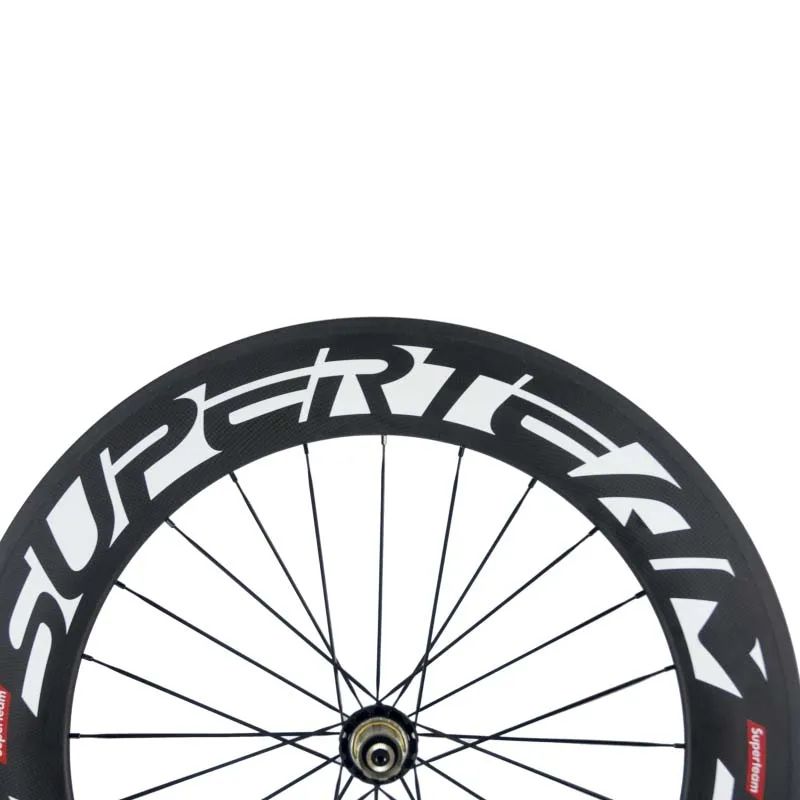 Superteam 700C 88mm Clincher Tubular Road Bike Carbon Wheels 23mm Width Bicycle Wheelset