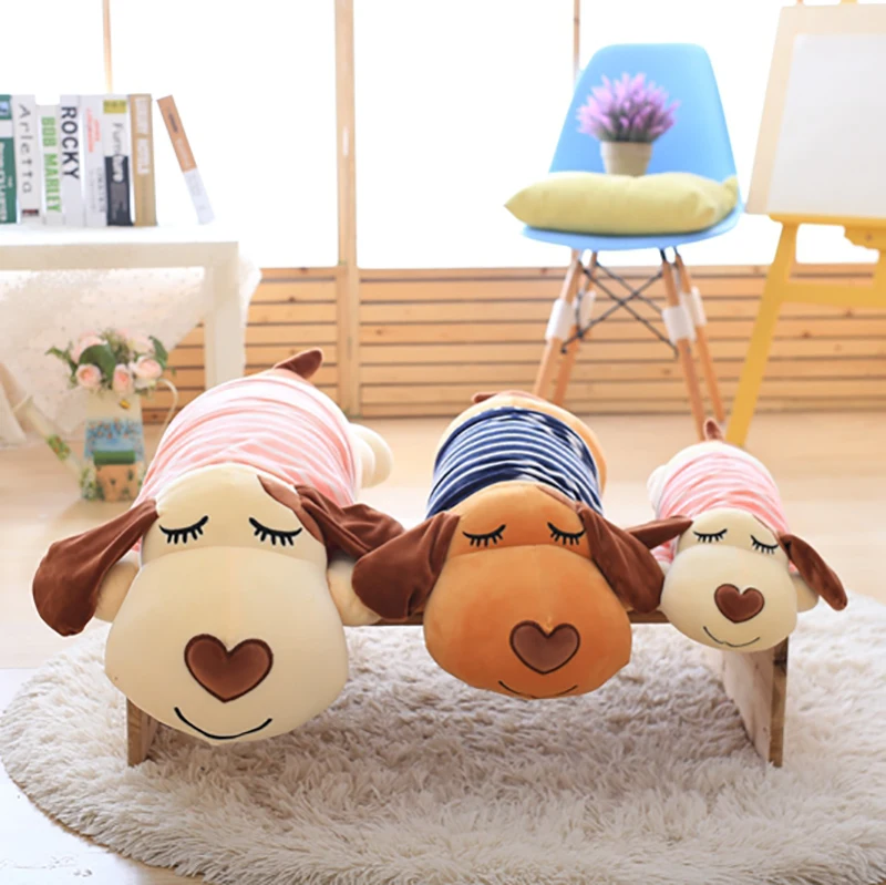 

1pc 3 Sizes Cartoon Dog Plush Toys Stuffed Striped Clothes Dogs Sleeping Pillow Animals Cushion Super Soft Kids Toys Girls Gifts