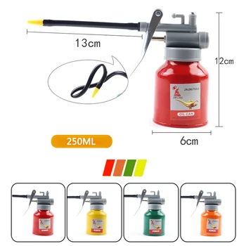 

250ml Aluminum High Pressure Pump Oiler Lubricating Oil PVC Plastic Machine Oiler Grease Flex Gun Pipe Length : 125mm