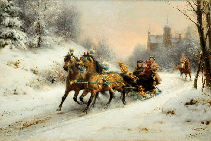 

Snowy days scenery carriage Handmade Needlework Embroidery DIY DMC Cross Stitch Kits Crafts 14CT Unprinted Home decor wall Art