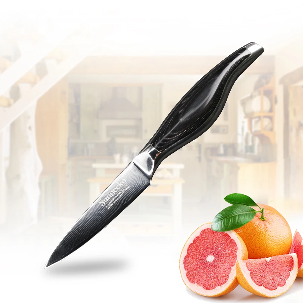 SUNNECKO 3,5 дюймов нож для очистки овощей профессиональный шеф-повара пилинг кухонные ножи японский Дамаск VG10 сталь острый Pakka деревянная ручка