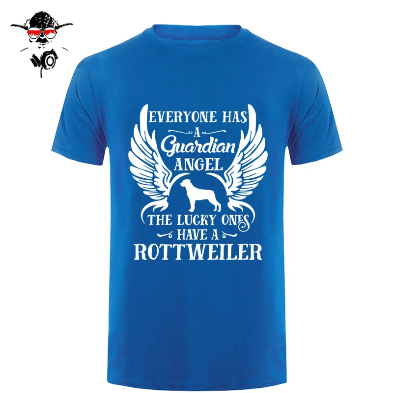 Марка Забавный мой ангел-хранитель является Ротвейлер майка футболка Для мужчин хлопок футболка с короткими рукавами Топ Camiseta