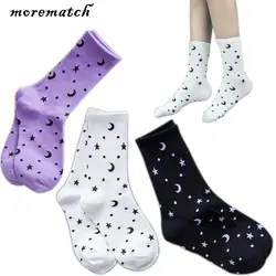 Morematch 1 пара женские осенние и зимние носки луна звезды хлопковые носки Уличный Скейтборд Спортивные Носки 3 цвета дополнительно