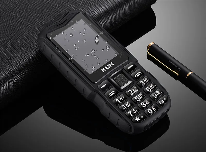 Original KUH T3 Mobile Phone Long Standby Dual Sim Cards Rugged 2.4'' Dual Flashlight 13800mAh Power Bank Big Voice CellPhone - Color: Black