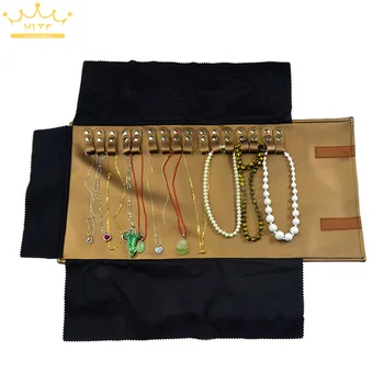 

Fashion Fabric Coffee Color Glitter Jewelry Display Storage Bag Jewelry Box Stud Necklace Pendant Roll Bag