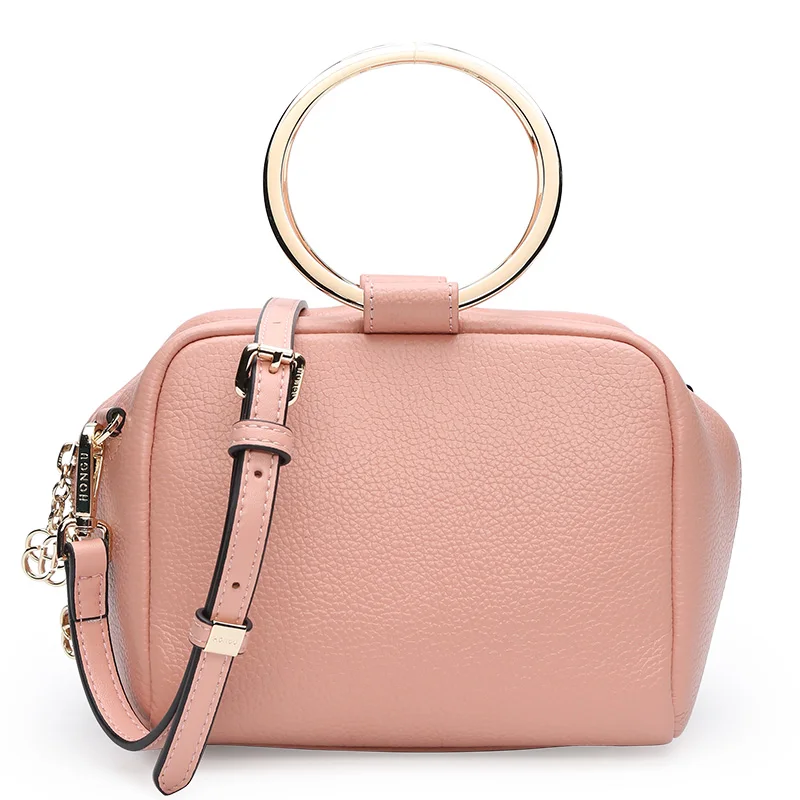 

Fashion trend pillow-shaped women leather handbags Korean version of the leisure ring handle lychee Calfskin Messenger bag