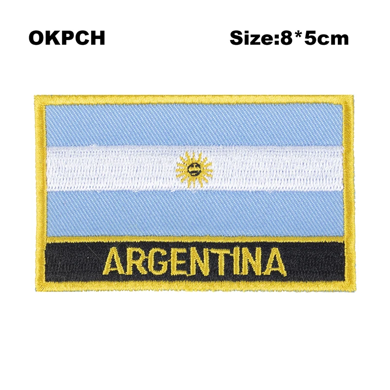 Аргентина квадратной формы Железный На Флаг патч вышитые пилы на значки, патчи для одежды PT0005-R