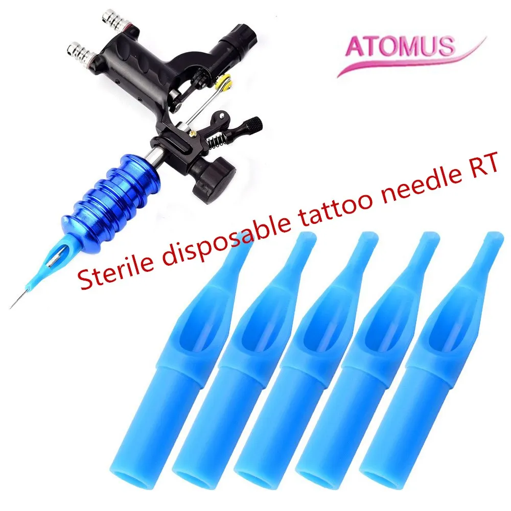 

ATOMUS New 50PCS 3/5/7/9/11RT Plastic Sterile disposable tattoo Tips needle Blue Tubes set Safe high quality Tattoo Tip USPS
