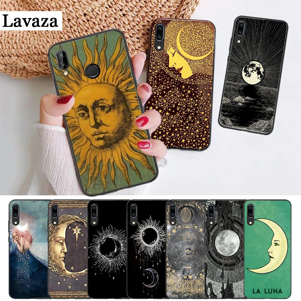 Черный силиконовый чехол Sun and moon для Huawei P8 Lite 2015 2017 P9 2016 Mimi P10 P20 Pro P Smart Z 2019 P30 |