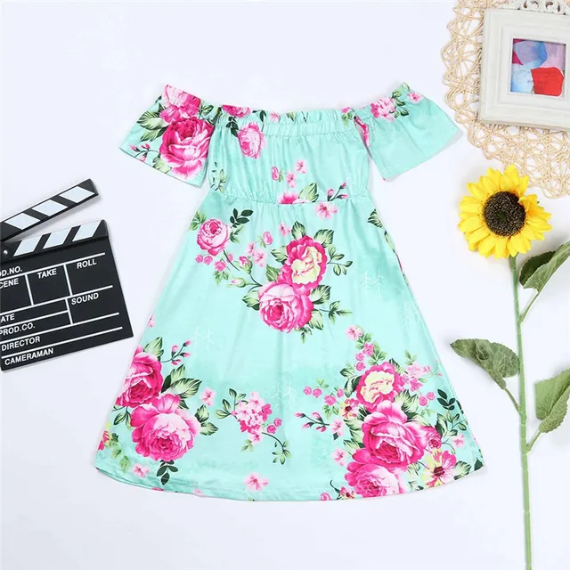 Mother daughter dresses 2019 Mommy and me clothes Off shoulder Ruffles Floral Pineapple Print Mini Dress matching outfits E0162