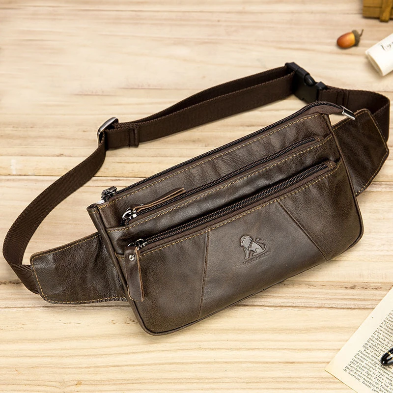 USB отверстие дизайн натуральной кожи талии сумка Для мужчин талии обновления Сумка забавные Pack Пояс сумка Для мужчин цепи поясная сумка для телефона мешок Bolso