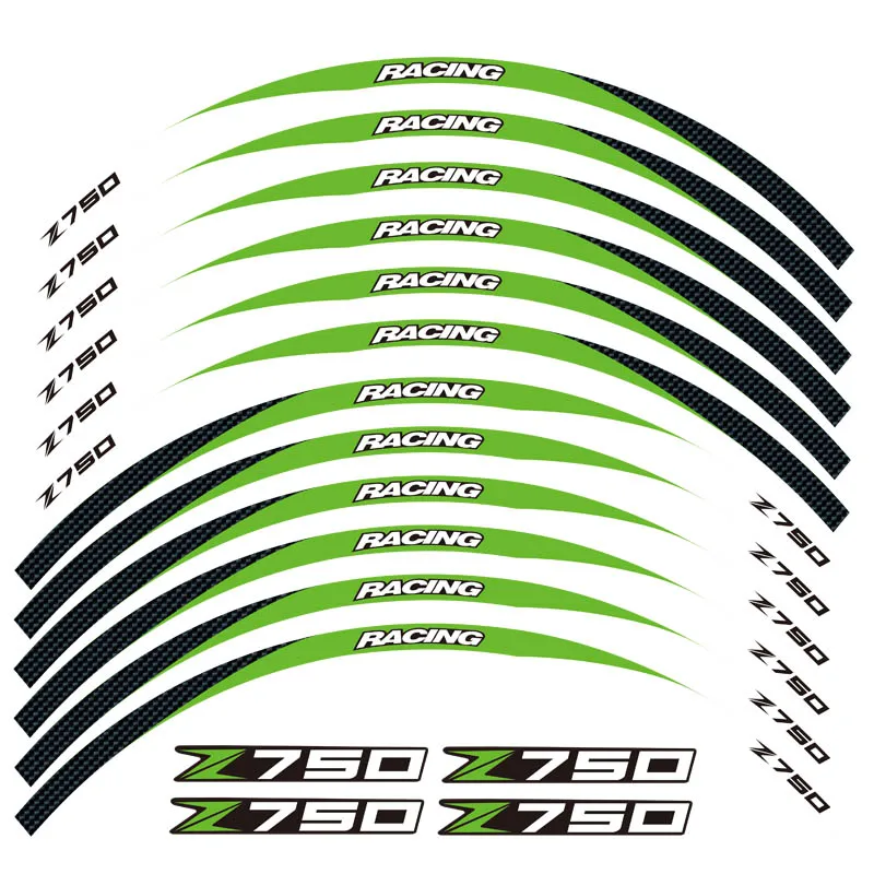 Новая высококачественная 12 шт подходит мотоциклетная наклейка для колес полоса светоотражающий обод для Kawasaki Z750 - Цвет: 1