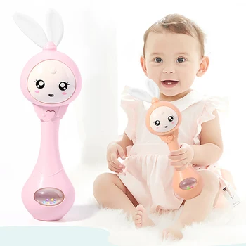 

1 Pcs Baby Rattles Music Light Hand Shaking Rattle Toy with Teether Ear Toddler Kids Toy Gifts YJS Dropship