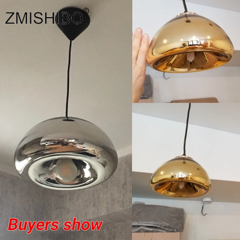  ZMISHIBO Modern Glass Pendant Lamp 110-240V E27 G4 Chrome Golden Red Bronze Ceiling Surface Mounted - 32840467426