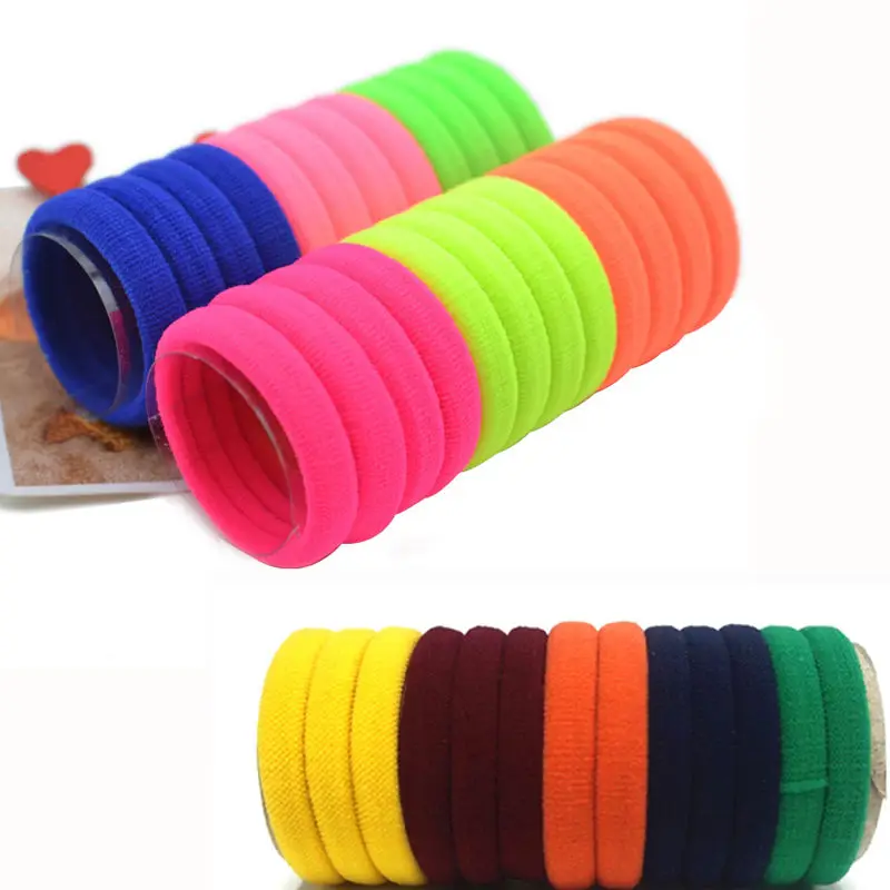 

10Pcs Hair Bands Hair Accessories for Women Girls Candy Fluorescence Rubber Bands Elastic Elastic Black Gums Hair Bands Tie