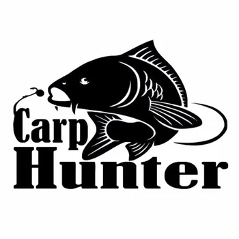 

14.3*10cm Carp Hunter Vinyl Car Styling Fishing Window Decal Hood Sticker Reflective Material Black/White