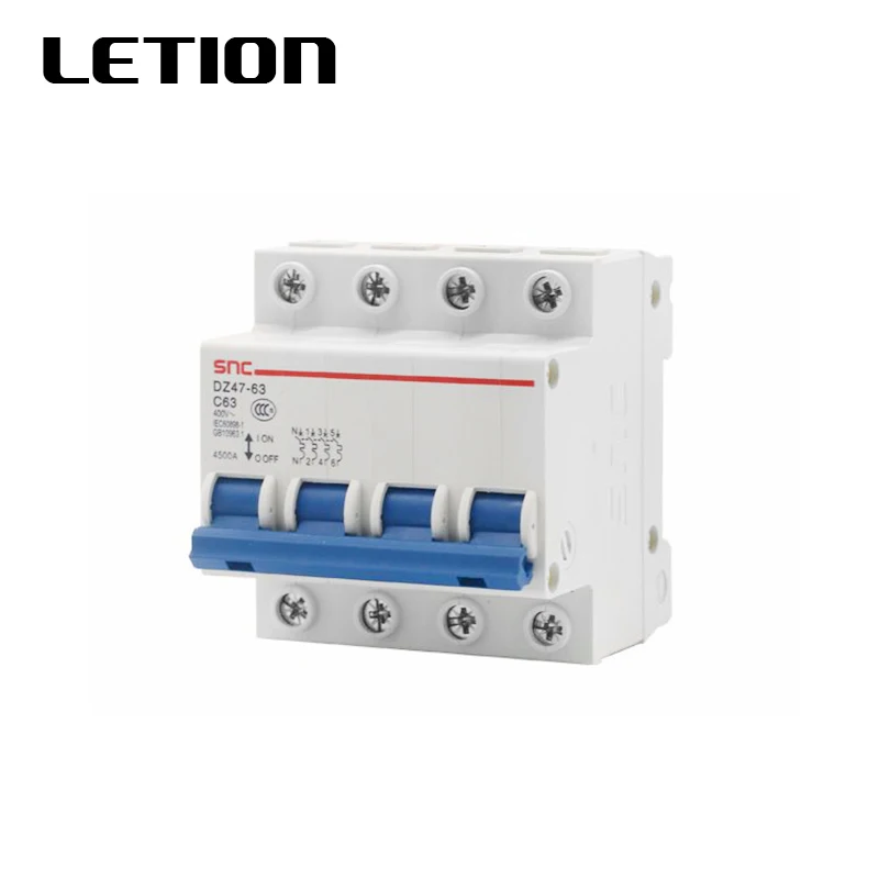 

4P AC MCB DZ47-63 C type 400V Mini Circuit breaker 3A 6A 10A 16A 20A 25A 32A 40A 50A 63A Free Shipping