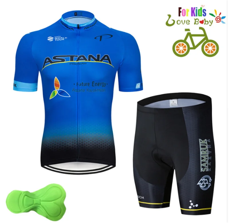 2019 Astana de verano de los niños camiseta conjunto de ropa para niños bicicleta pantalones cortos para niños conjuntos de equipos bicicleta ciclismo ropa