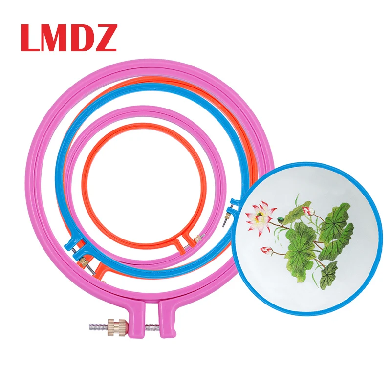 

LMDZ 1Pcs Plastic Frame Embroidery Hoop Ring Circle Round Loop For Cross Stitch Hand Needlecraft DIY Tool Color Random