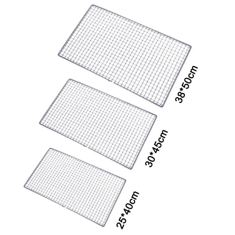 Non-stick Barbecue Grilling Mesh Mats High Security Grid Shape BBQ Mat with Heat Resistance 25x40cm For Outdoor Activities