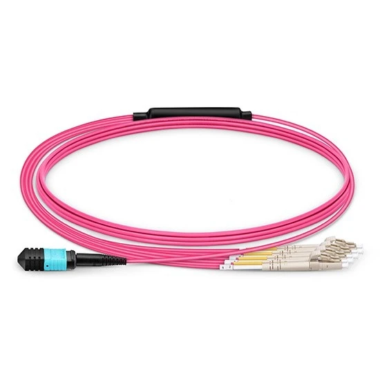 QIALAN 15m  MTP MPO Patch Cable OM4 Female to 6 LC UPC Duplex 12 Fibers Patch cord 12 cores Jumper OM4 Breakout Cable,