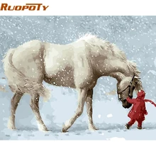 Ruopoty framesnow cavalo diy pintura digital por números arte da parede moderna imagem pintada à mão pintura a óleo para decoração de casa 40x50cm