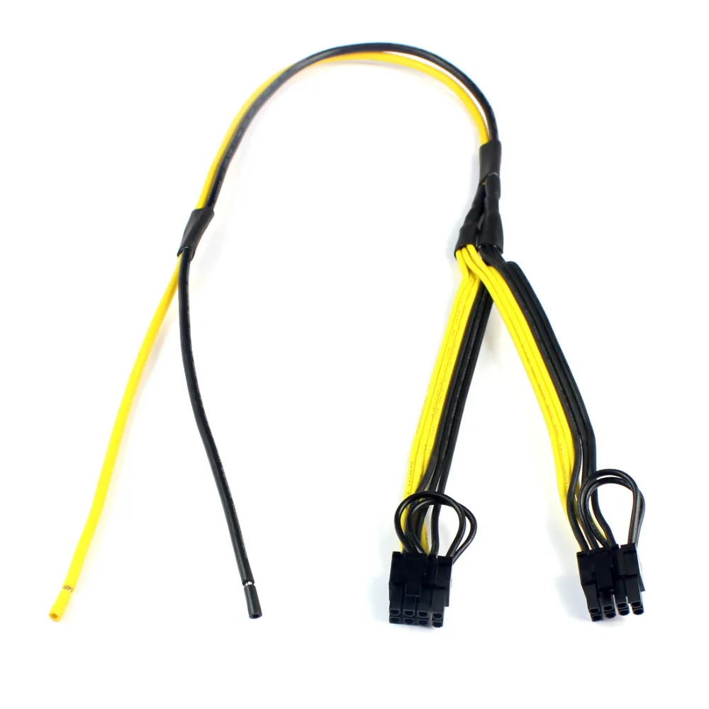 

ITHOO Dual PCIe PCI-E Graphics Video Card 8pin 6+2pin DIY Splitter Power Cable Cord for Bitcoin Litecoin RIG Miner 12AWG+18AWG