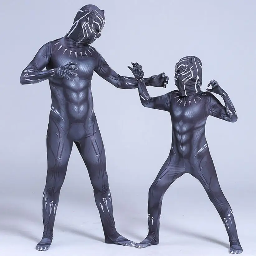 

2019 Black Panther Costume Marvel Movie Captain America Cosplay Clothing Suit Party Halloween Costumes For Men Kids