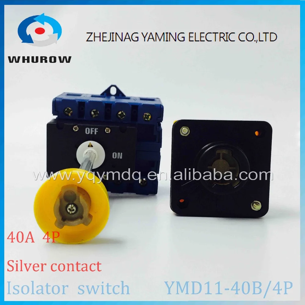 

Isolator switch YMD11-40B 4P 690V with padlock aluminum pole 40A Load break power cut off operation outside electrical cabinet