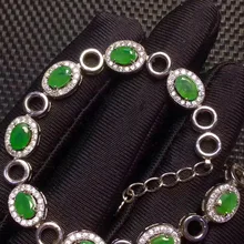 Натуральный зеленый изумруд браслет с драгоценными камнями натуральный драгоценный камень классические элегантные круглые браслеты 925 Серебряный браслет украшения для девочек подарок