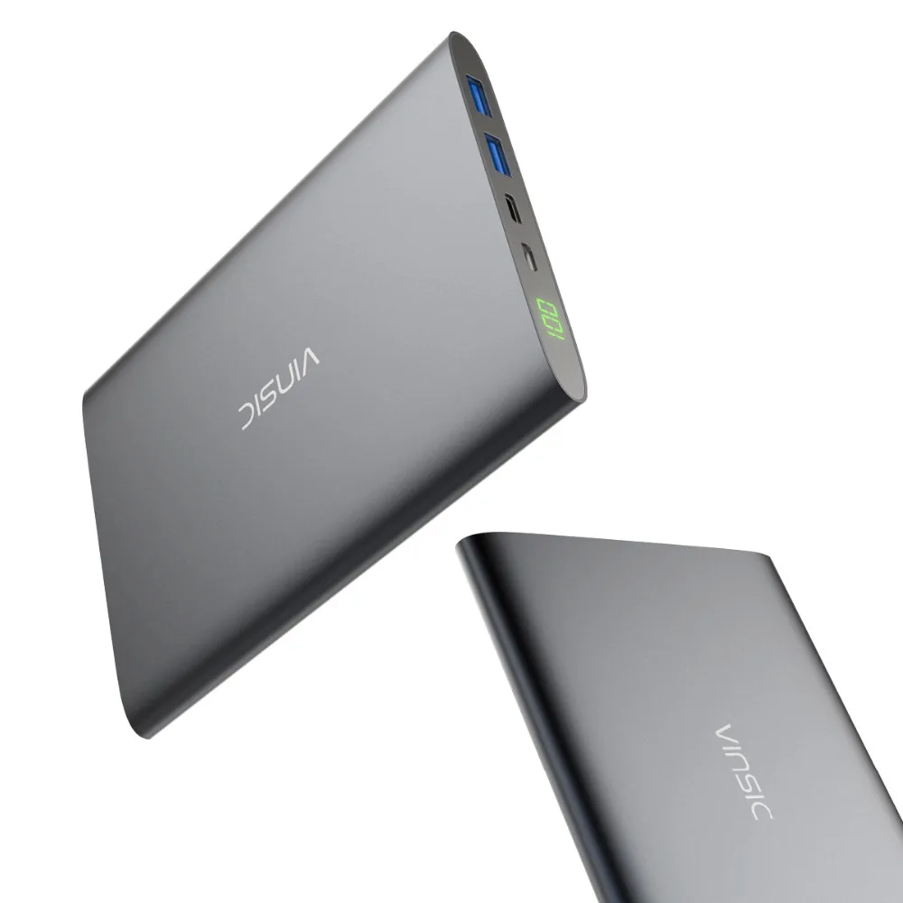Vinsic 20000 mAh power Bank Dual usb type C 5 V 3A светодиодный дисплей Внешняя батарея зарядное