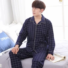 Новое поступление, Пижама Мужская с длинным рукавом, Осень-зима, хлопок, в клетку, спортивный костюм размера плюс M-4XL, Пижама Мужская, модная Пижама