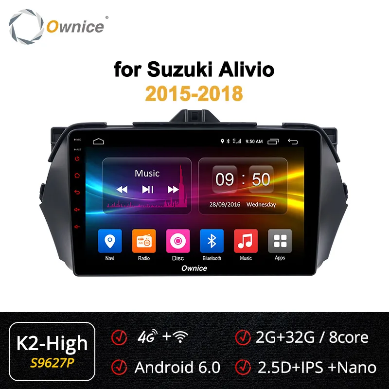 Ownice K1 K2 K3 K5 K6 " Android 9,0 Восьмиядерный автомобильный dvd-плеер gps Navi для Suzuki CIAZ Alivio- 360 панорама DSP 4G LTE - Цвет: S9627 K2-High