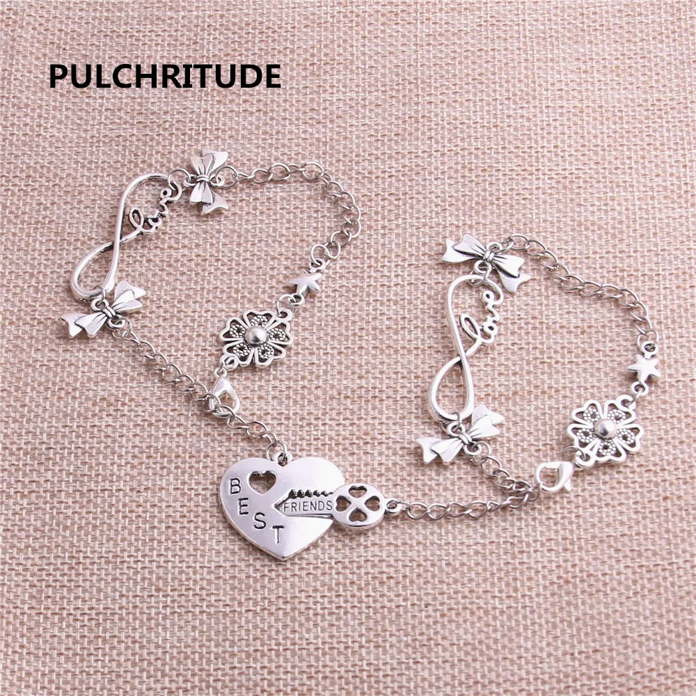 PULCHRITUDE 1 комплект 22 см сплав античная серебряная цепочка браслет лучший друг