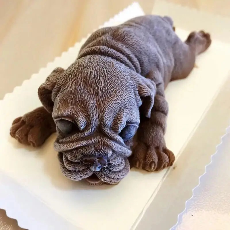

8inch Shar Pei Dog Cake Pudding Mold Mould Silicone 3D Ice Cream Birthday Gift for Children Bake Bakery Large Size Animal Mousse