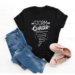 Storm Chaser Забавный Графический для женщин Мода эстетическое tumblr camisetas kawaii гранж Hipster street Стиль футболки для девочек Цитата футболка
