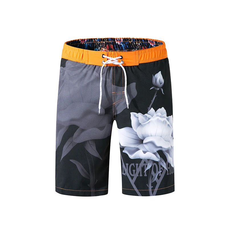 Мужские плавки с принтом, мужские пляжные шорты, летние быстросохнущие однотонные спортивные штаны для бега, шорты размера плюс - Цвет: Оранжевый