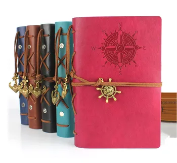 RuiZe faux Leather journal notebook travel book blank kraft paper spiral note book A6 traveler notebook vintage school diary vintage leather notebook key design vintage cowhide paper retro straps diary doodle book notepads diary