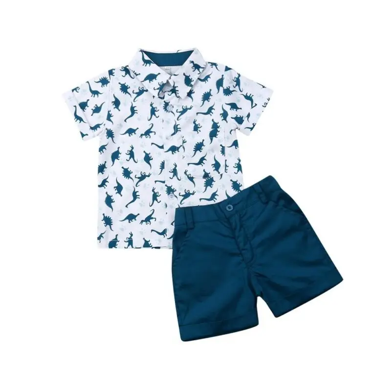 2PCS Toddler Kids Baby Boy Summer T-shirt Tops Shorts Pants Outfit Clothes Set