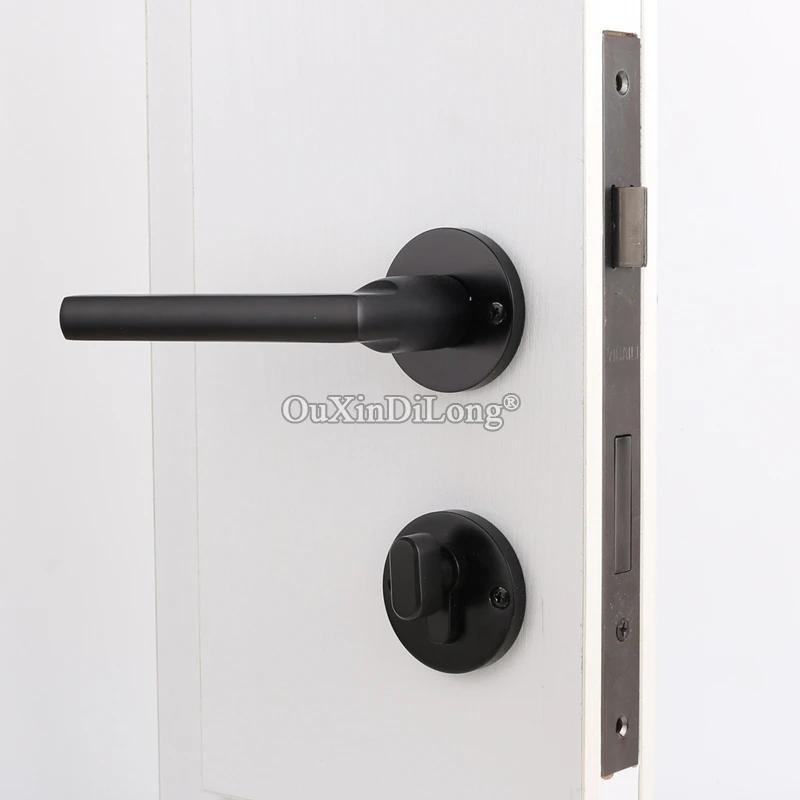  Elegant Black European Mortise Door Lock Set Interior Living Room Bedroom Bathroom Silent Split Doo - 33016008377