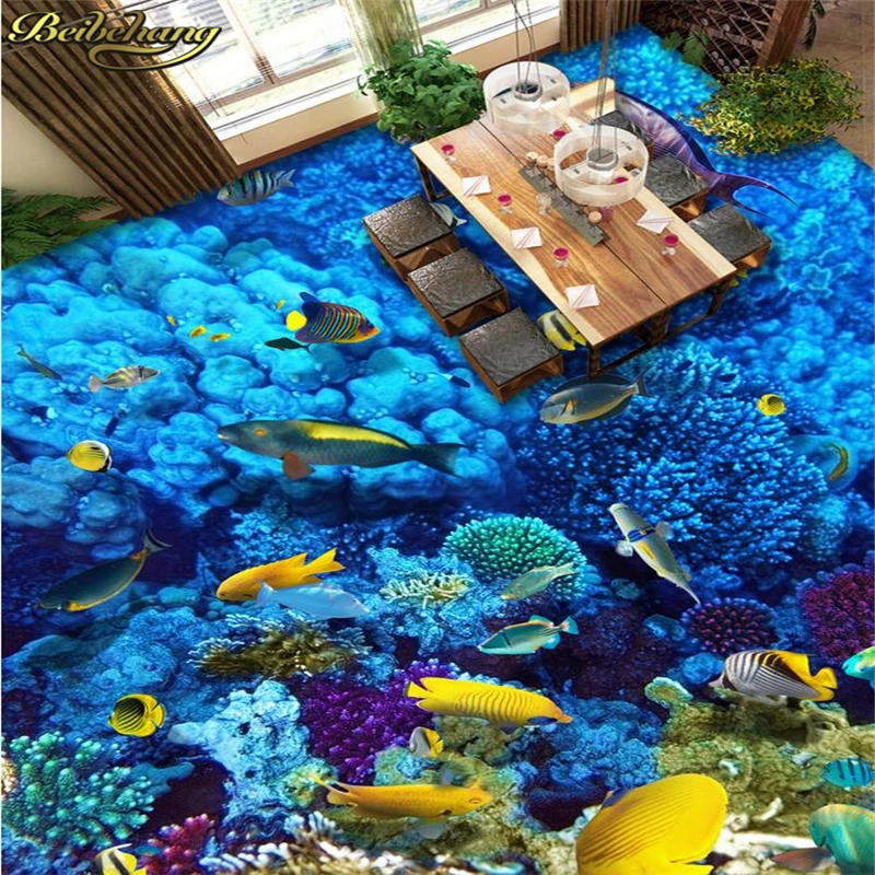 beibehang underwater world Custom Papel De Parede 3D Floor Murals Wallpaper Vinyl Self-adhesive Waterproof Photo Wall Paper