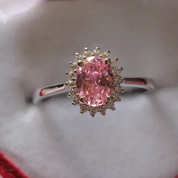 

Genuine Solid 14K White Gold Ring Jewelry 2CT Oval Shape Pinky Simulate Diamond Female Marriage Ring Top Quality Last Forever