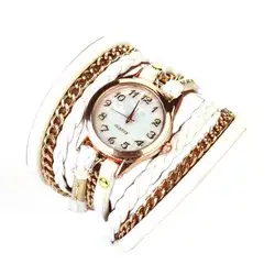 Часы женские роскошные часы женские плетеные обмотки заклепки браслет платье подарок кожа кварцевые наручные часы Relojes Mujer # D