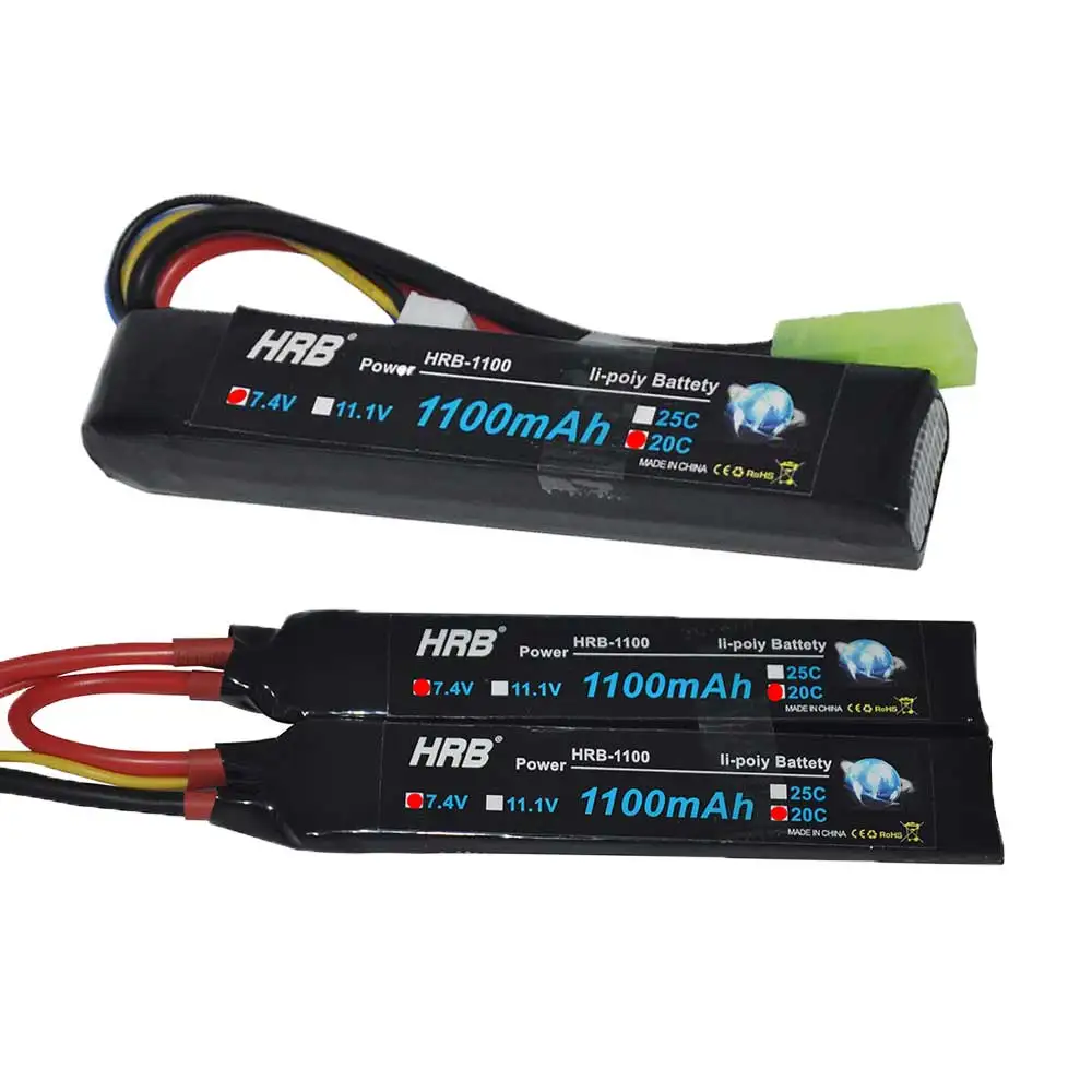 HRB 2S 7.4V 1100mah 20C AKKU Mini Airsoft Gun Lipo Battery with Tamiya