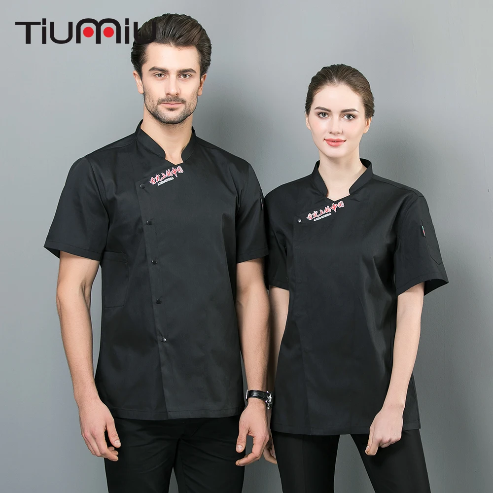 

2019 New Chef Restaurant Uniform Short Sleeves Hotel Kitchen Cuisine Pastry Baking Unisex Chef Work Clothes Breathable Jacket